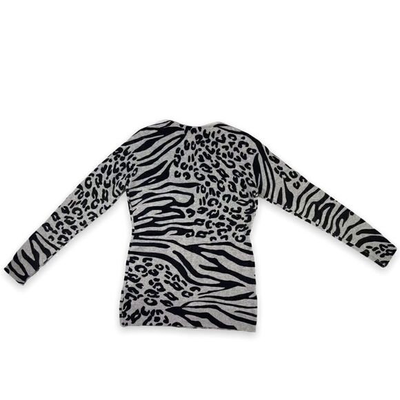 EUC✨ Charter Club 100% Cashmere Luxury Animal-Print Grey Sweater XS - Picture 3 of 5